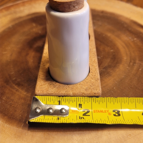 Mud Pie Ceramic Salt Pepper Shakers & Toothpick Holder With Cork Tray - Picture 12 of 12